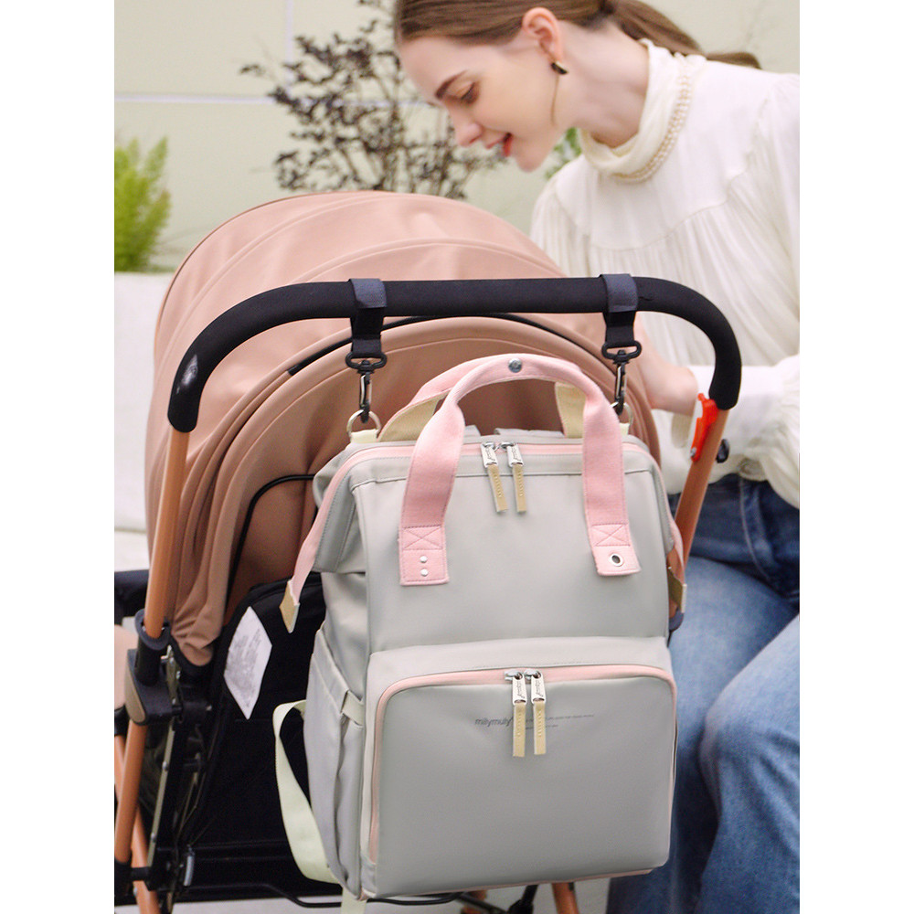 Tas ibu dan bayi multifungsi kecil, tas insulasi botol bayi bermotif modis, ransel ibu terlaris