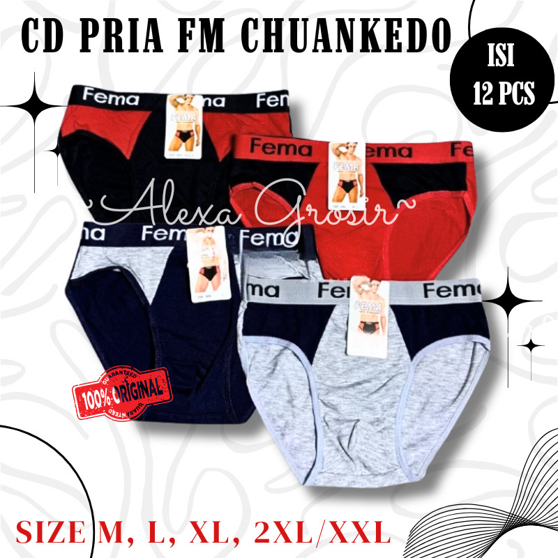 12 Pcs Celana Dalam Pria Chuan Keao / Fema