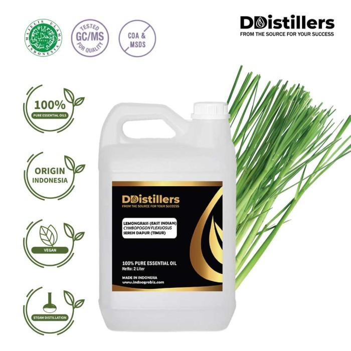 Lemongrass East Indian / Sereh Dapur Essential Oil Pure100%, 2L HDPE