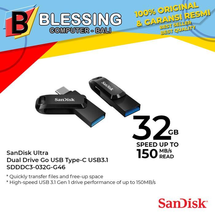 Flashdisk SanDisk 32GB / Flashdisk Ultra Dual Drive Go USB Type C