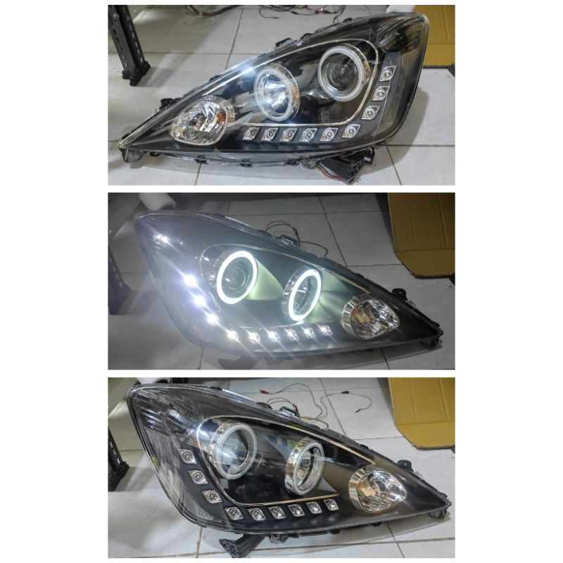 HD582-B7WCW-BH Headlamp Jazz RS GE8 2008-2011 Projector Angel Eyes LED Starline Black Housing