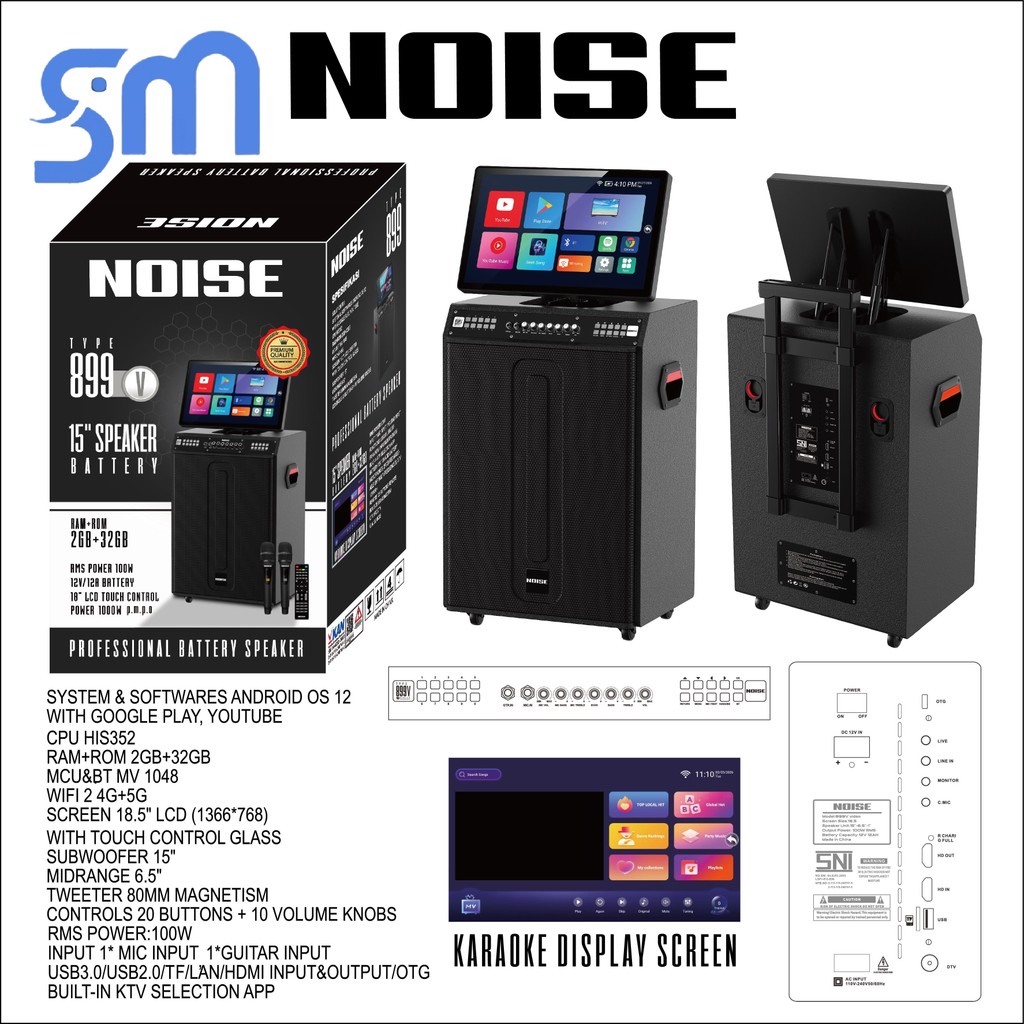 Speaker Portable Noise 899V 15inc Video lcd display 18.5 inc inch 899V Karaoke