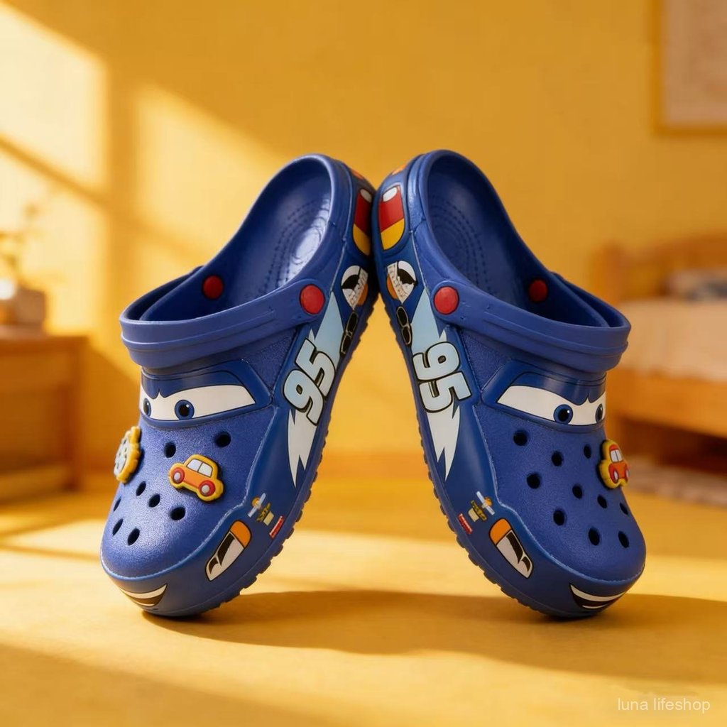 Cross Calvin Klein95Sendal clog bertema mobil tanpa lampu, sepatu pria dan wanita seri Cars, sandal 