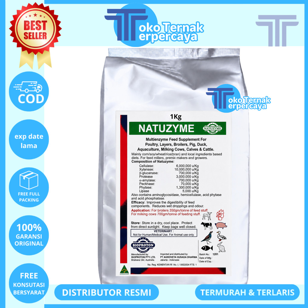 NATUZYME 1 KG - Multi Enzim untuk Ayam Bebek Babi Sapi Kambing Dan Ikan - Enzyme Ayam - Enzyme Terna