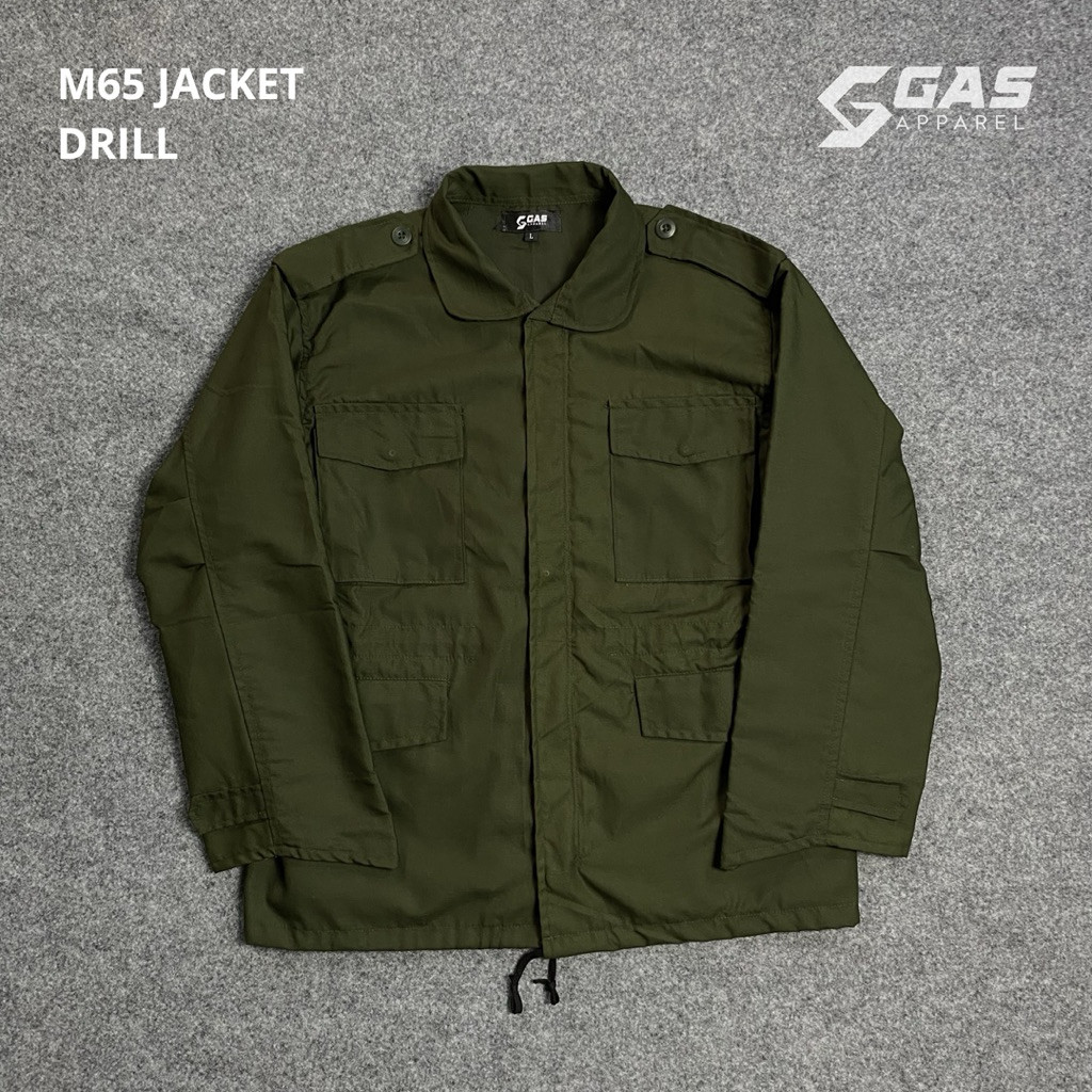 ROROHAJA Jacket M65 Field Jacket Drill Rifstock Hijau Hitam L-3XL