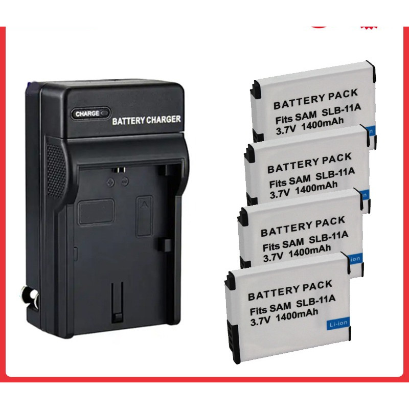 4Pcs 1400mAh SLB-11A Camera Battery With USB Charger For Samsung TL500 WB600 WB610 WB650 WB660 WB700