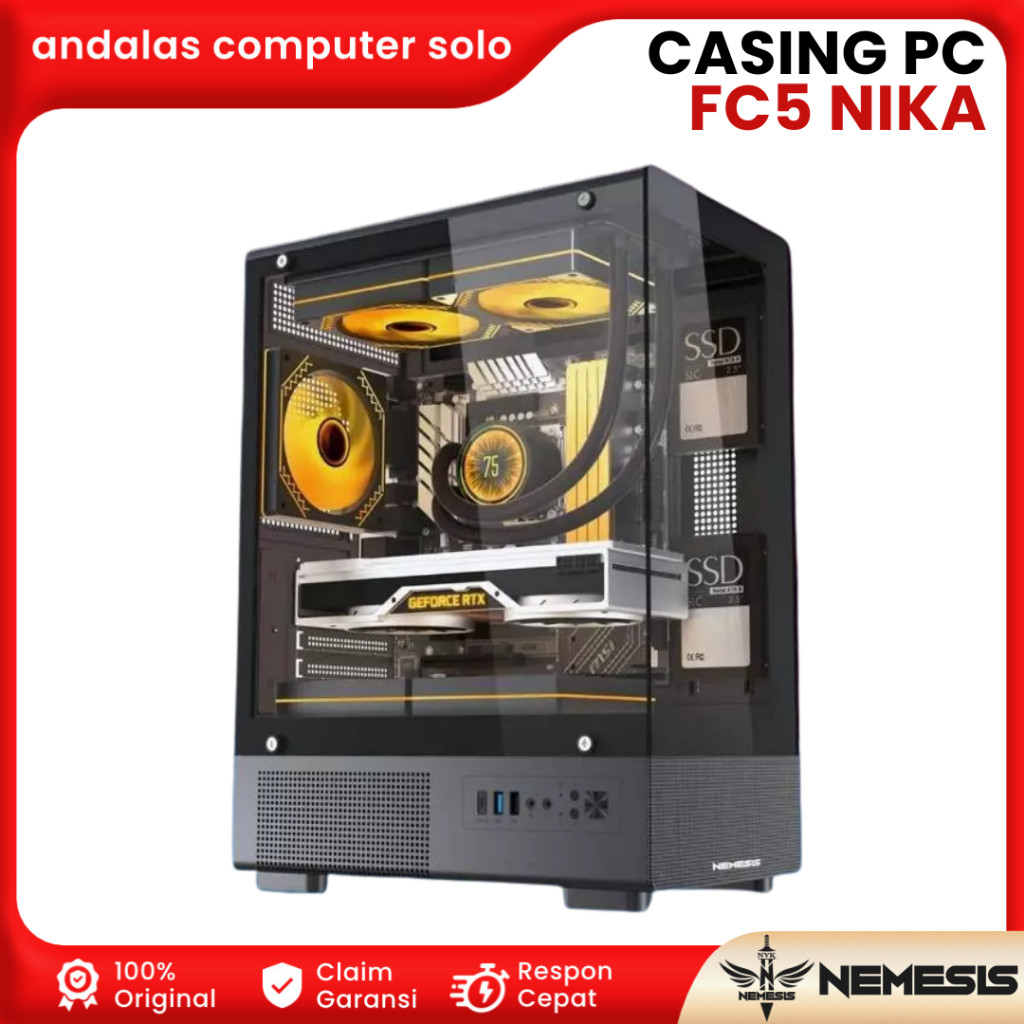 CASING CASE PC GAMING NYK NEMESIS NIKA FC5 ATX TEMPERED GLASS CASE PC GAMING     Berkualitas