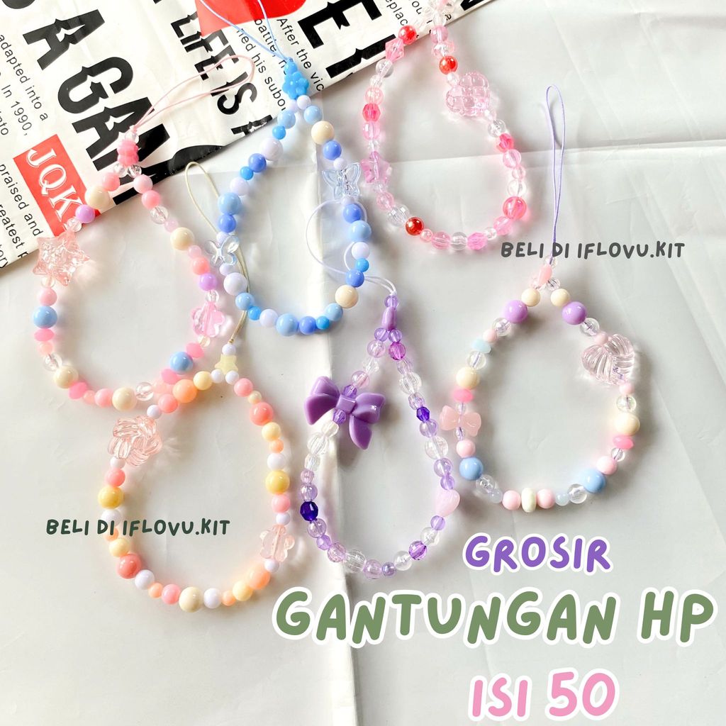Isi 50 Gantungan Hp Phone strap Phone Aesthetic Grosir Aksesoris Lucu Murah