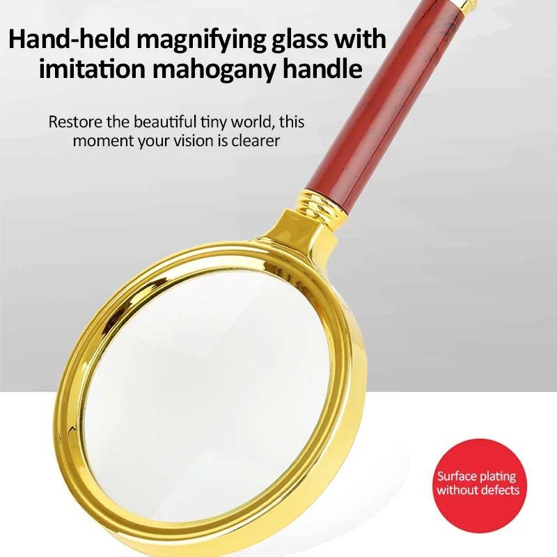 60708090100mm Portable Handheld Magnifier 10X8X7X6X5X Magnifying Glass Retro Handle Magnifier Reang 