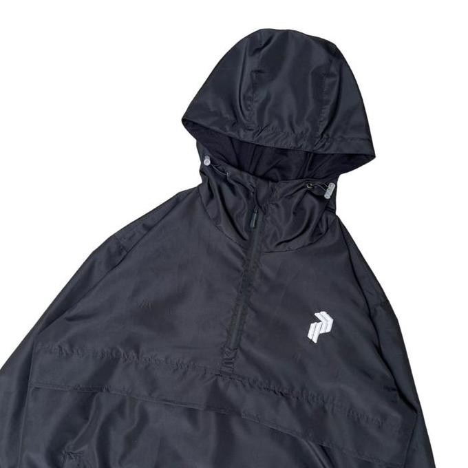 DR223 >> Jaket Cagoule Polos Jacket Outdoor Pria Wanita Hitam Sport