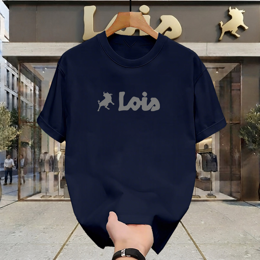 Kaos Lois Pria T Shirt Distro Navy 100% Original Model Terbaru 2026 Cotton Combed 24s Asli Baju Leng