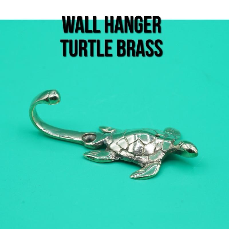 Gantungan Dinding Baju Wall Hanger Hook Sea Turtle Kura Penyu Tortoise Solid Brass Amulet Kuningan M