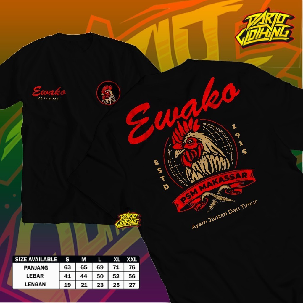 Kaos PSM Makassar Edisi Ewako1915 / Baju PSM Makassar / Kaos Makassar