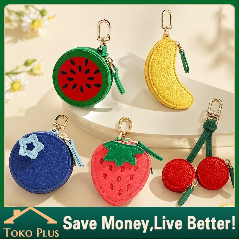 Dompet Koin Mini Gantungan Tas Lucu Bentuk Buah Blueberry / Cherry / Banana / Watermelon / Strawberr