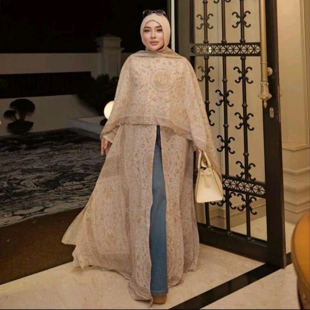 Abaya Dress Outer Gamis Belah Khasmir Set Pasmina  by Sheila Saukia SS