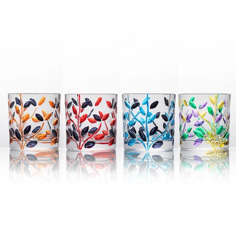 Italy Murano Design Colored Whiskey Glass Laurel Leaves National Essence Zecin Crystal Drink Cup Old