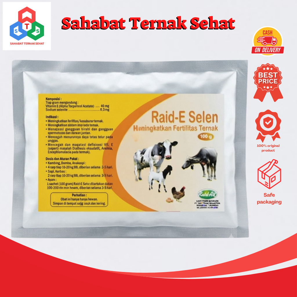 RAID E SELEN 100 GRAM - Raid All Meningkatkan Fertilitas Kesuburan Hewan Ternak GPS