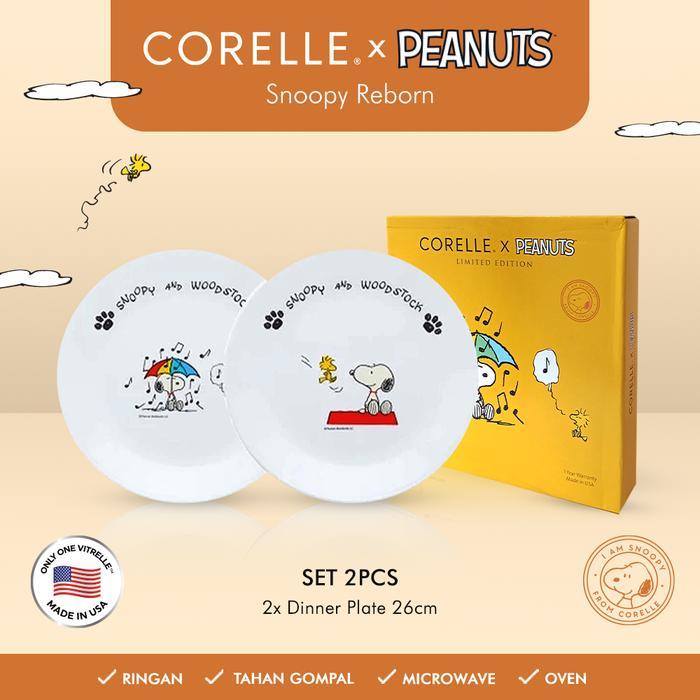 CORELLE Snoopy Dinner Set Plate & Bowl – Set Piring Makan & Mangkok Peanuts Collection Elegan Ringan
