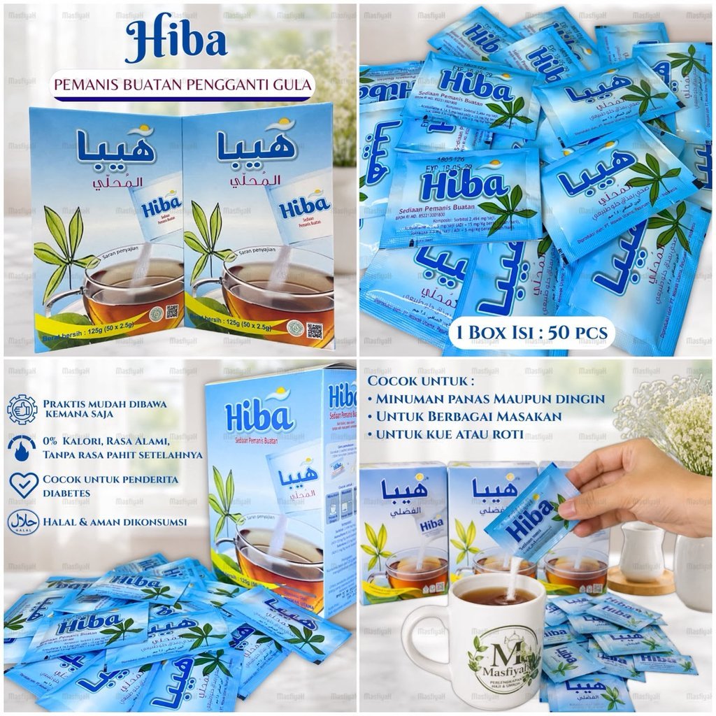 [1box-50pcs] Hiba Sweetener Pemanis Buatan Pengganti Gula BPOM Halal Pemanis Bubuk Pengganti Gula Re