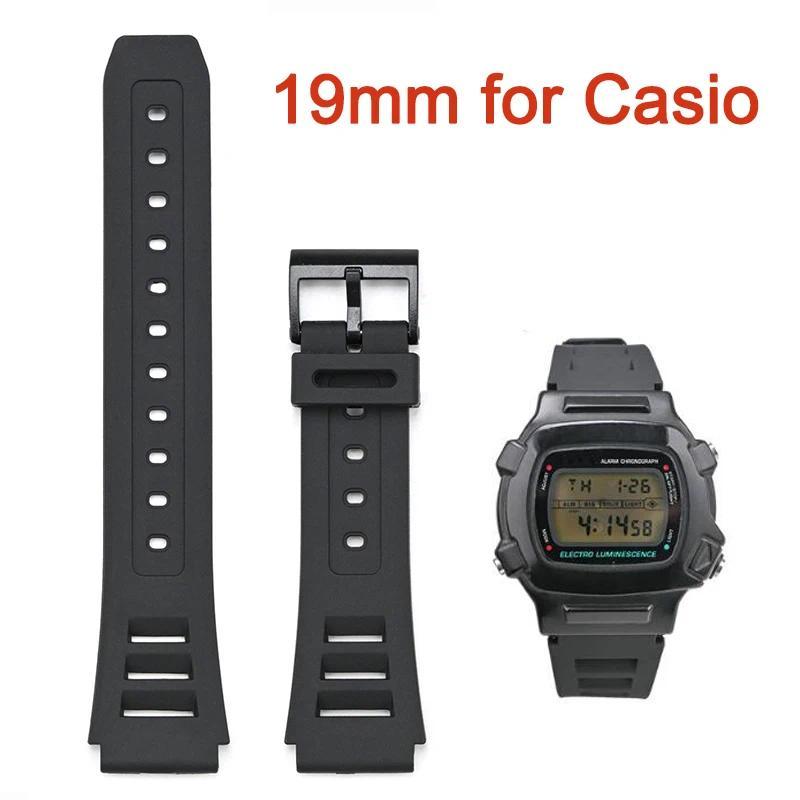 Retro Resin Wat Strap 19mm for Casio W-740 W-71 DB-55 W-26 W-86 Men Black Sport Waterproof Rubber Re