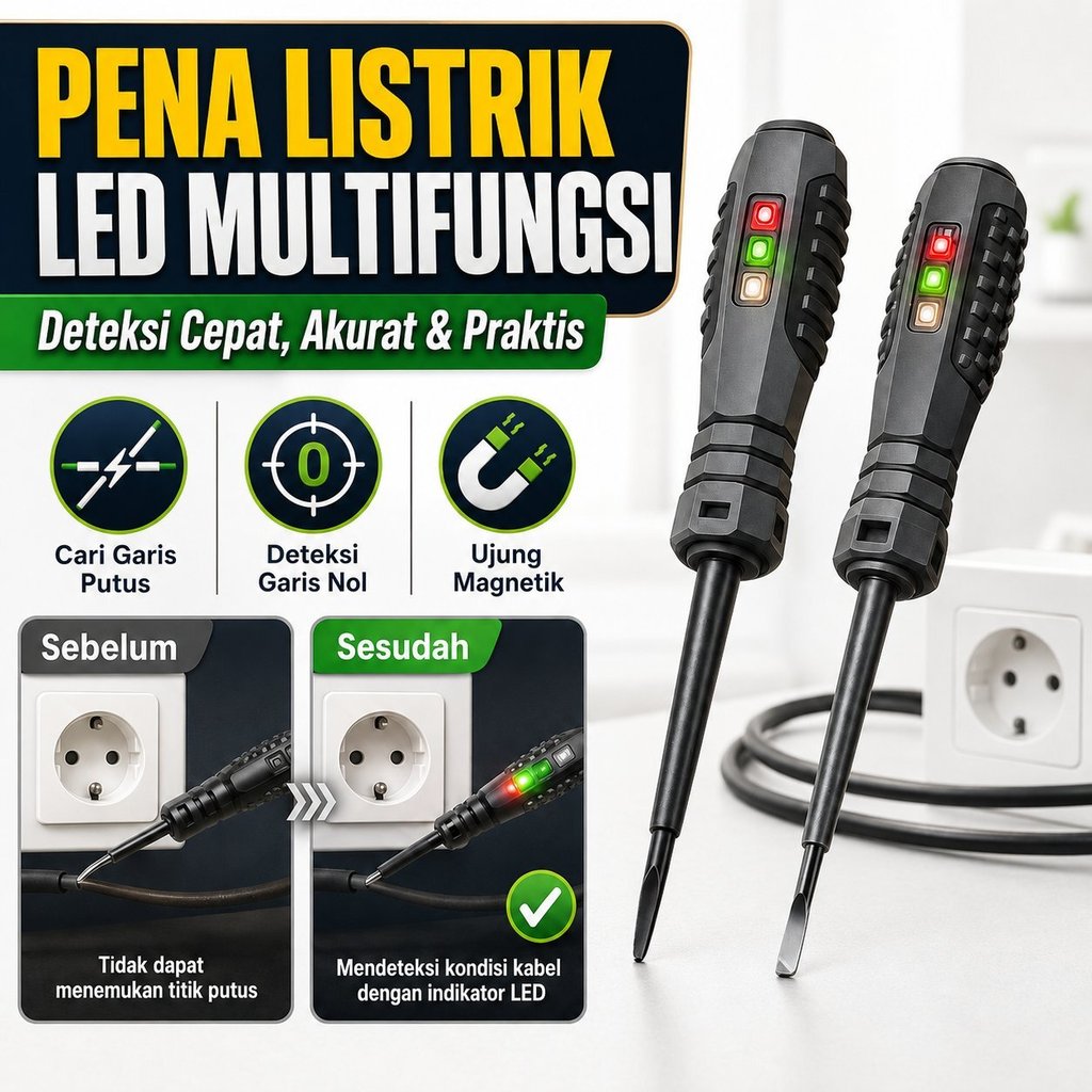 (Cod) Pena Pintar Jenis Detektor Tegangan Ac Obeng Pengukur Listrik Pena Uji Listrik Profesional