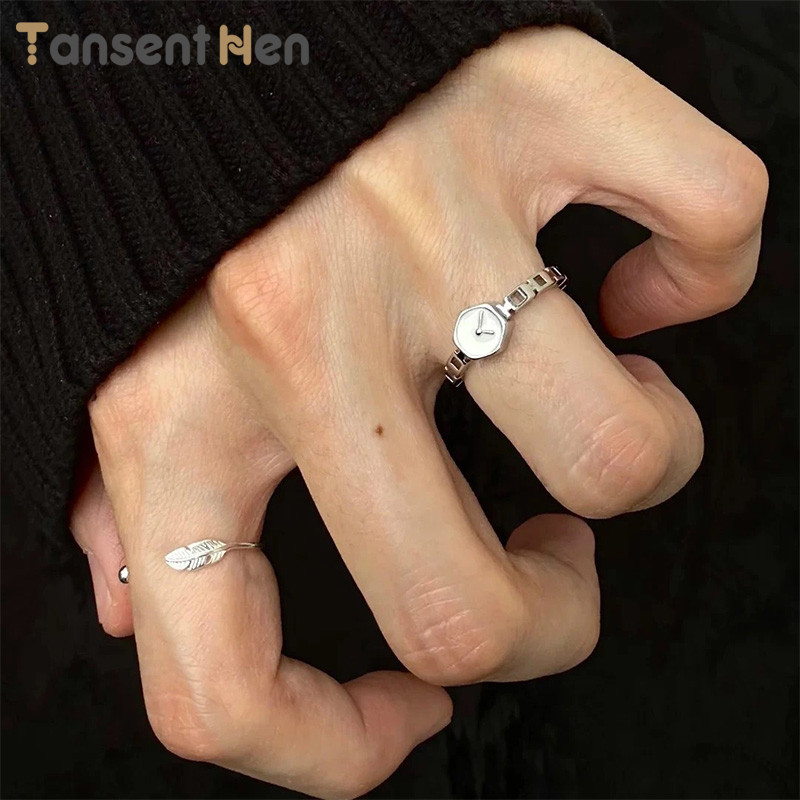 COD Murah Cincin Vintage Dapat Diatur Terbuka Set Cincin Bulu Cincin Wanita Kreatif Mode Jam Tangan