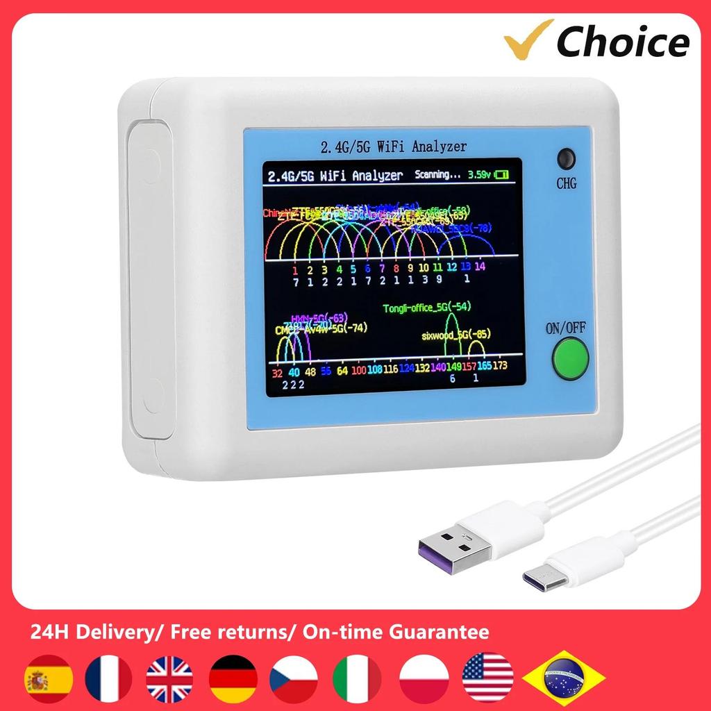 WIFI Signal Scanner 2.4G/5G WIFI Signal Usage Analyzer Router Management Assistant with 2.4in Color 
