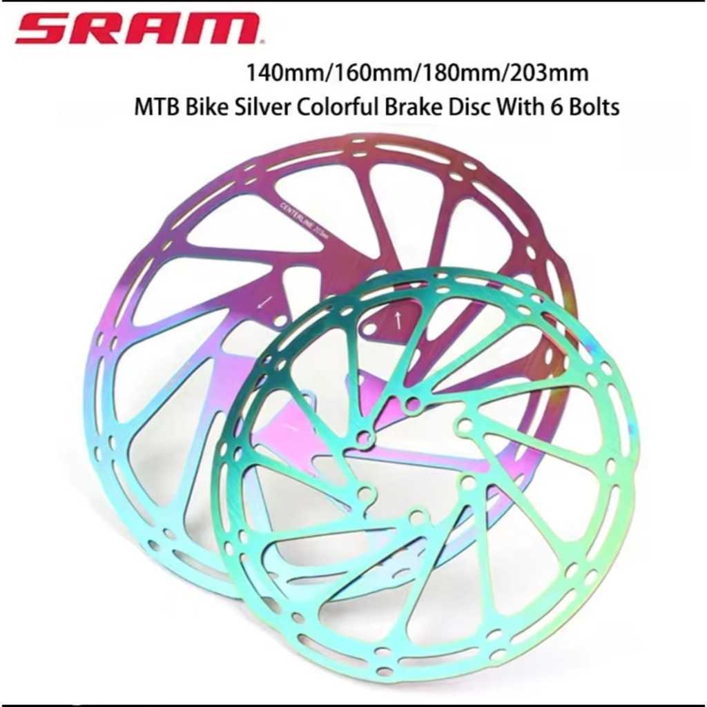 Foto Sram Centreline Rotor Cakram Disk Brake Warna Oilslick Pelangi untuk Sepeda 140 160 180 203 mm 5 6 7 8 inch baut 6 sixbolt