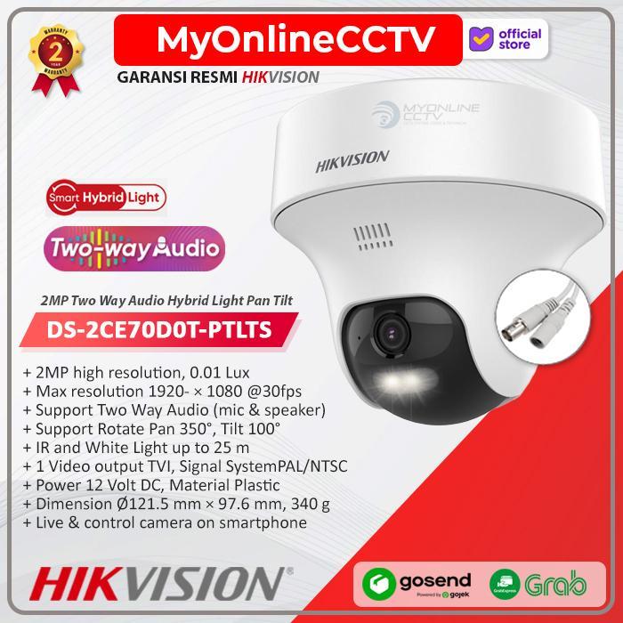 DS-2CE70D0T-PTLTS Hikvision 2MP Two Way Audio Pan Tilt Camera Hybrid Light CCTV Kamera Analog Indoor