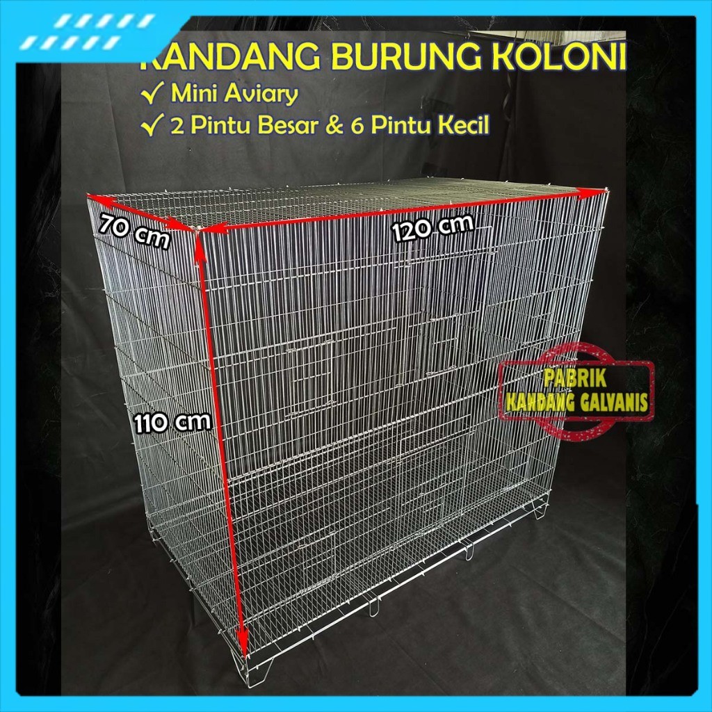 Kandang Burung Galvanis Mini Aviary 120x70x110 | Sangkar Aviari Besi Kotak Rakit Minimalis Jumbo