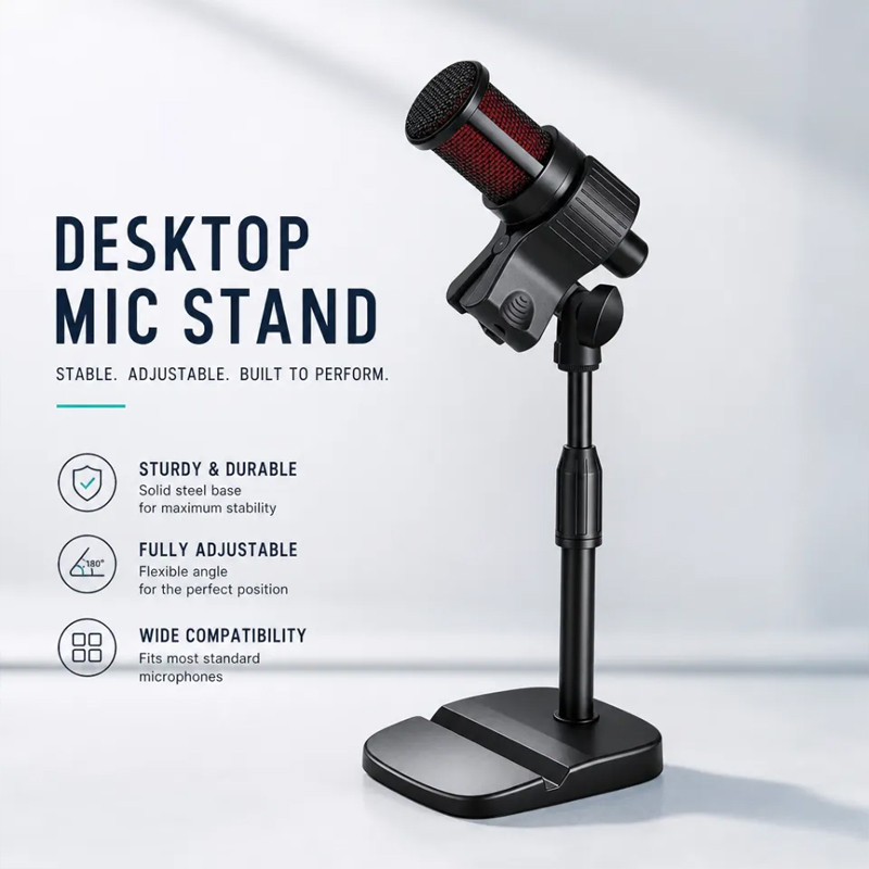 Stand Conference Dekstop Dudukan Microphone Microphone Metal Rapat Tabletop Pendek Stand Mic Mikrofo