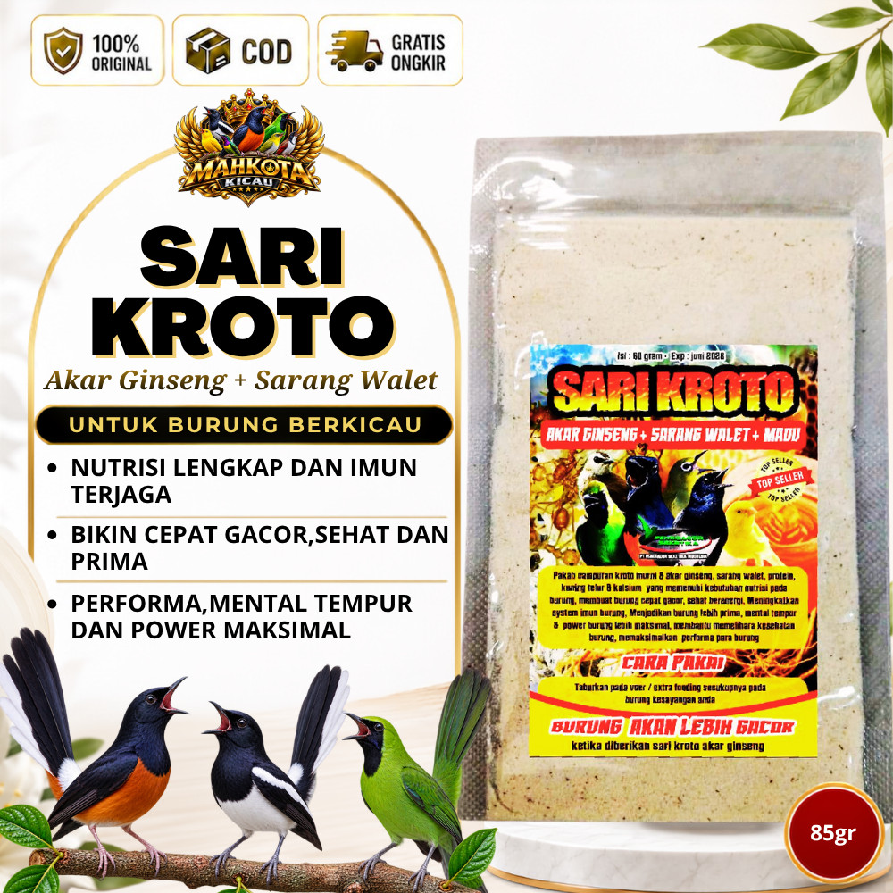 Sari Kroto Ginseng Walet Madu 60gr Pakan Burung Gacor Super Protein Tinggi Penambah Stamina Juara