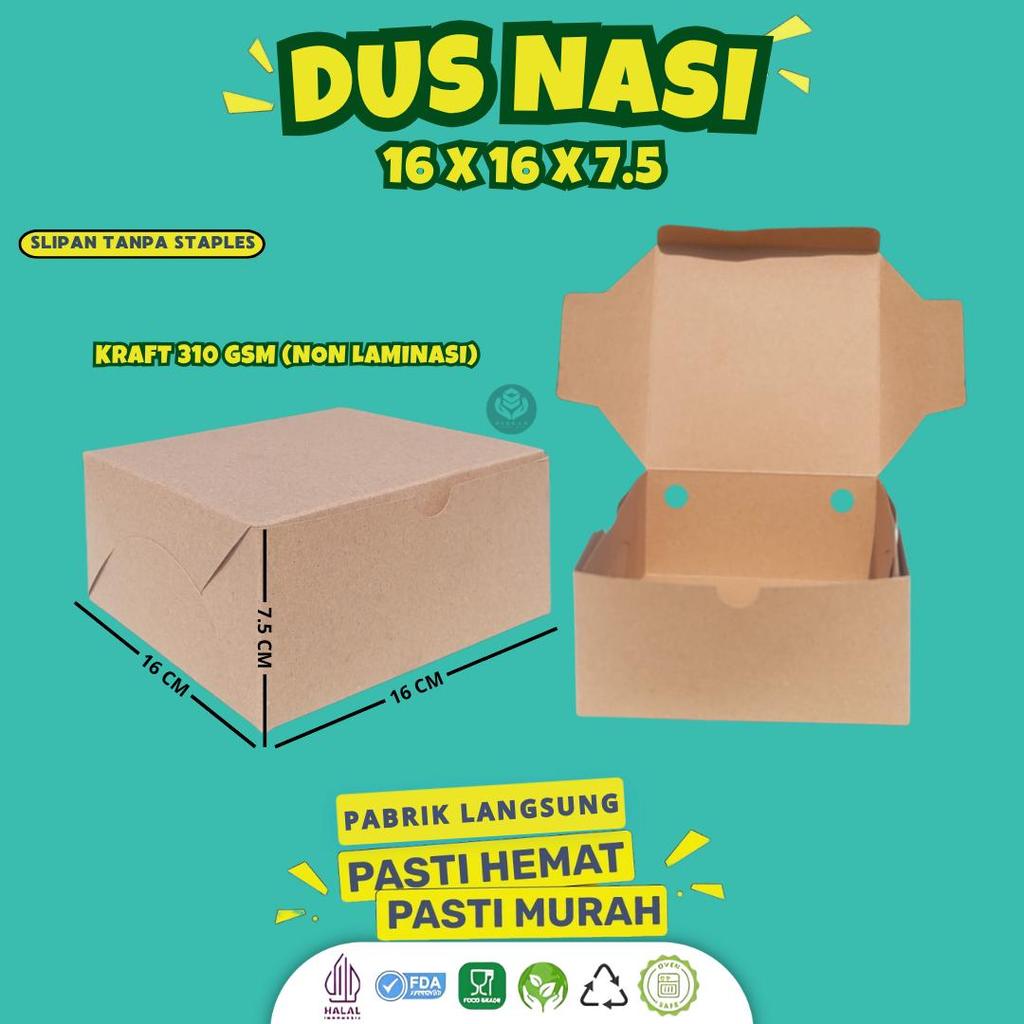(30 Pcs) Dus Nasi Kotak Katering 16x16 / Box Nasi 16x16 Laminasi / Dus Catering 16x16 / Box Catering