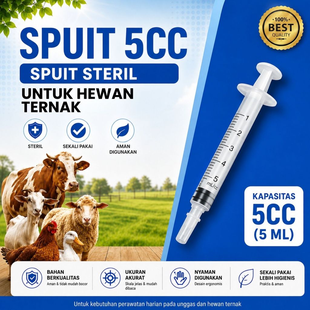 Spuit Steril 5 Ml - Spuit Steril 5 cc - Suntikan 5 cc (5 ml) - Isi 5pcs