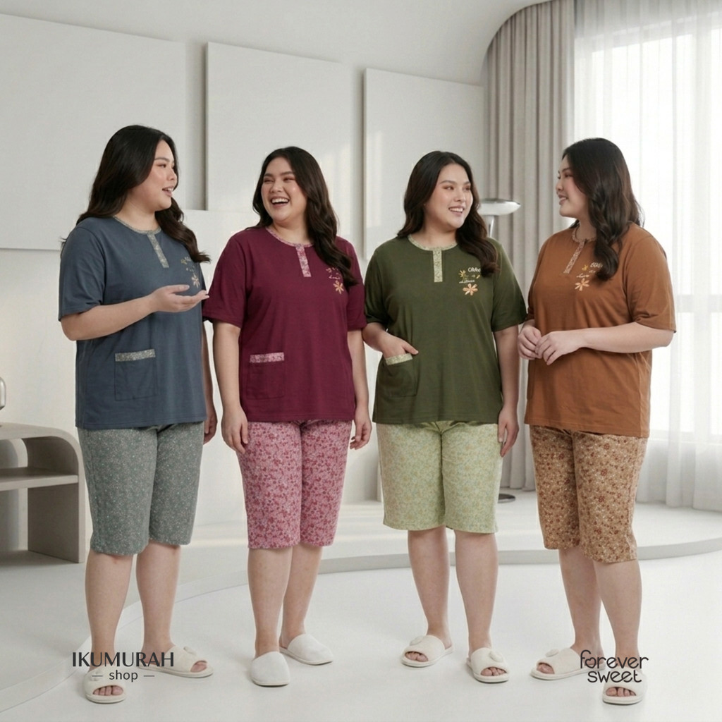 Baju Tidur Jumbo 5XL Celana Pendek Forever Sweet