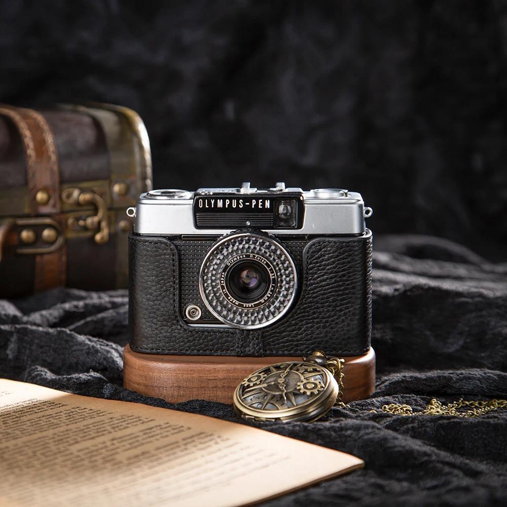 For Olympus Pen EE-3/EE/EE-2 Case Real Leather Half Cover Bag Case Handmake Leather Camera Bag Photo