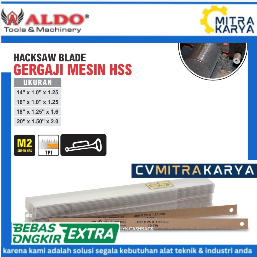 ALDO Mesin HSS Hacksaw Blade Mata Gergaji Mesin Terompet Potong Besi Ecer Per PCS