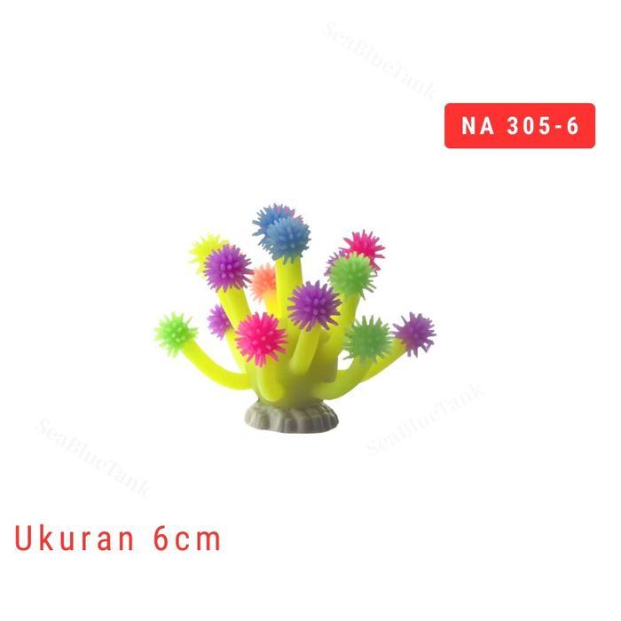 SBT Hiasan Aquarium NA305-6/309B Anemon Kecil Hiasan Jelly Silikon Aquarium - N305-6 KUNING