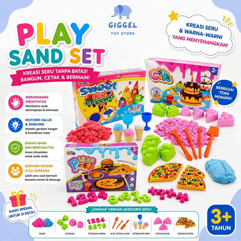 [ Giggel ] Mainan Anak Pasir Bentuk Ice Cream / Magic Sand Sweet Ice Cream