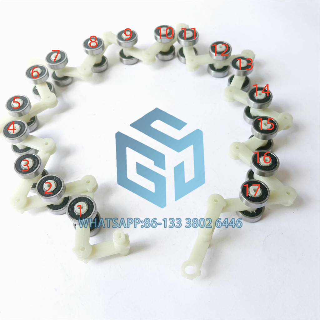 SCH409214 Escalator Spare Parts Handrail Guide Newel Chain Single Fork Roller Set 17 Pairs of Bearin