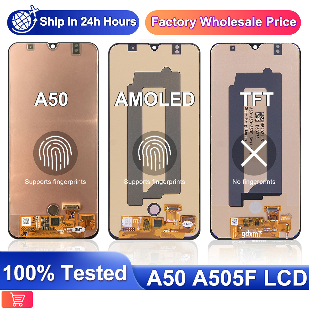 6.4" NEW For Samsung Galaxy A50 A505F LCD splay with Fingerprint Super AMOLED SM-A505FN Tou Screen R