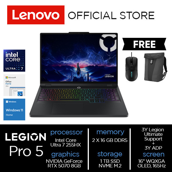 Lenovo Legion Pro 5i 16IAX10 Core Ultra 7 255HX 32GB 1TB RTX 5070 8GB W11 OH24