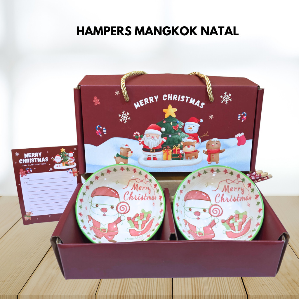 nanosiba Mangkok Set Keramik Kado Natal / Hampers Natal Mangkok Set