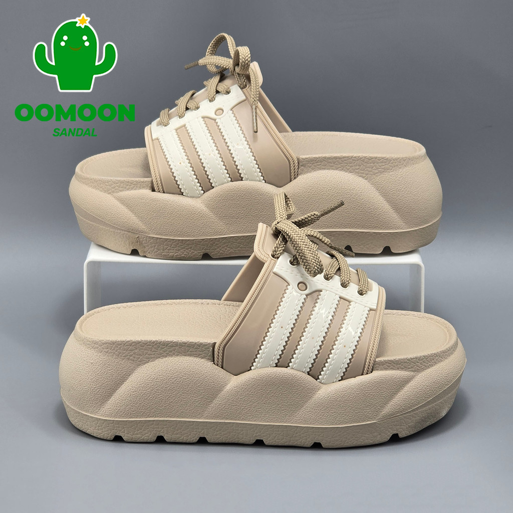 OOMOON Sandal Selop Wanita Korea Flats Tebal Empuk Karet EVA Sandal Sepatur Bertali Anti Slip