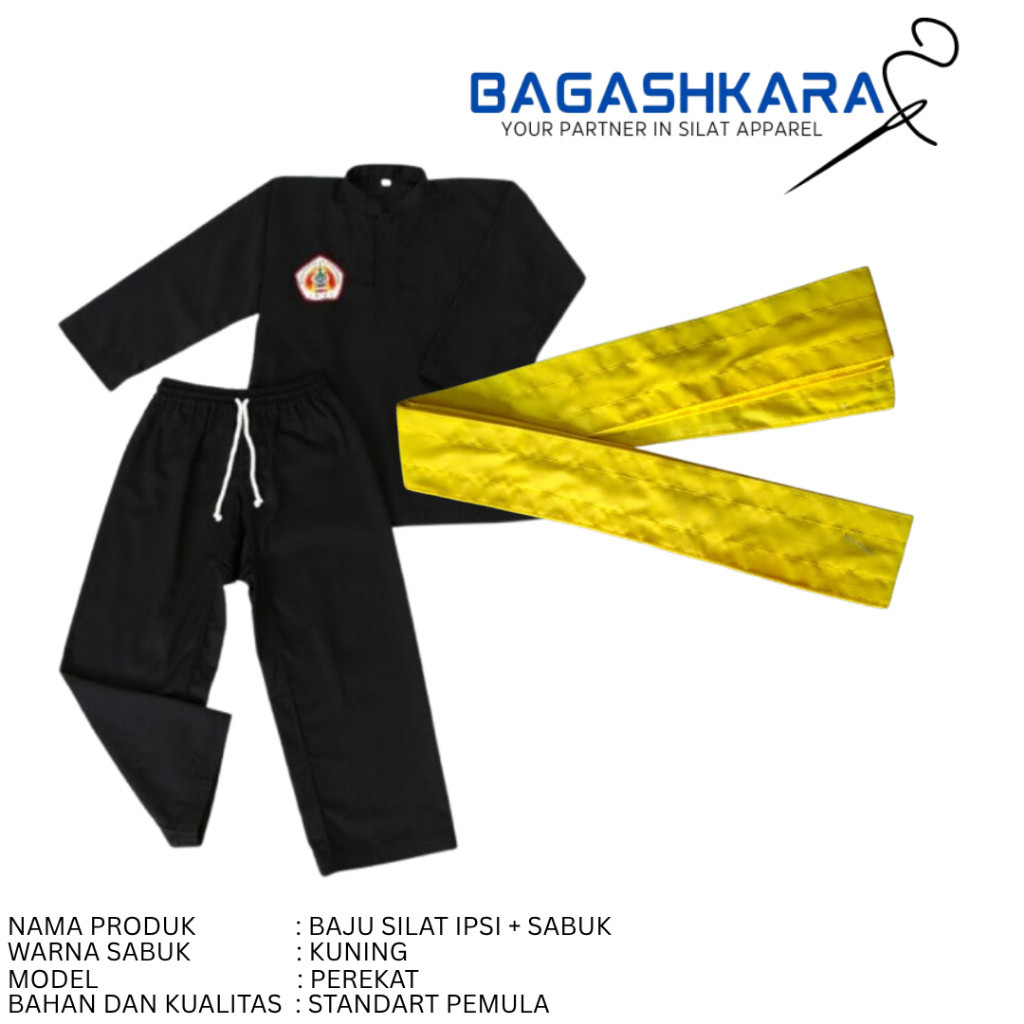BAJU SILAT IPSI STANDART PEMULA / SERAGAM SILAT IPSI LENGKAP + SABUK PENCAK SILAT - BAGASHKARA SILAT