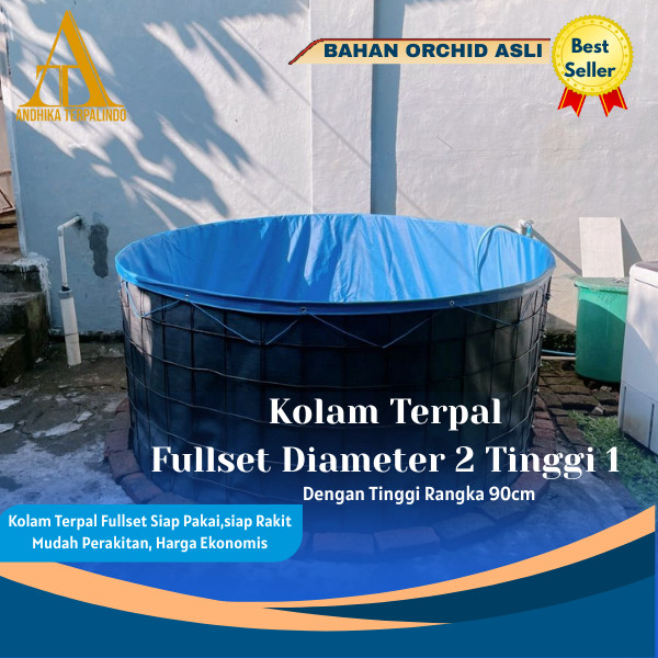 zelvaco - terpal kolam ikan kolam terpal Kolam Terpal Fullset Diameter 2m Tinggi 1m/ kolam lele full