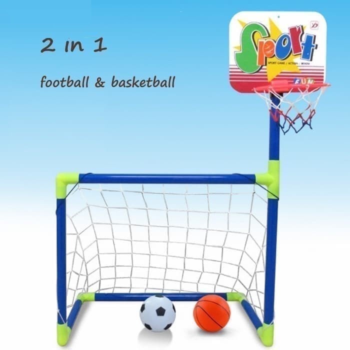 Mainan Olahraga Anak Ring Bola Basket Gawang Sepak Bola Basketball And Soccer Practice Kid Toys Sni