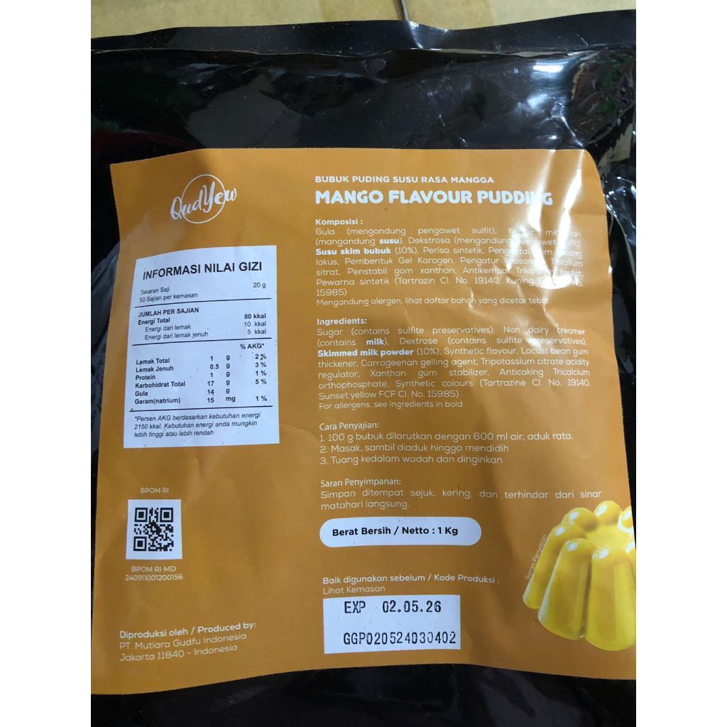 serba.grosir.bandung-Comefood Mango Silky Puding 1 kg / Come Food Mangga Pudding Powder-TERLARIS