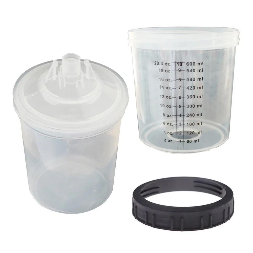 SUTU 50PCS 350/600/800ML sposable Paint Cup Spray Gun Cup Paint Mixing Tank Type H/O Quick sposable 
