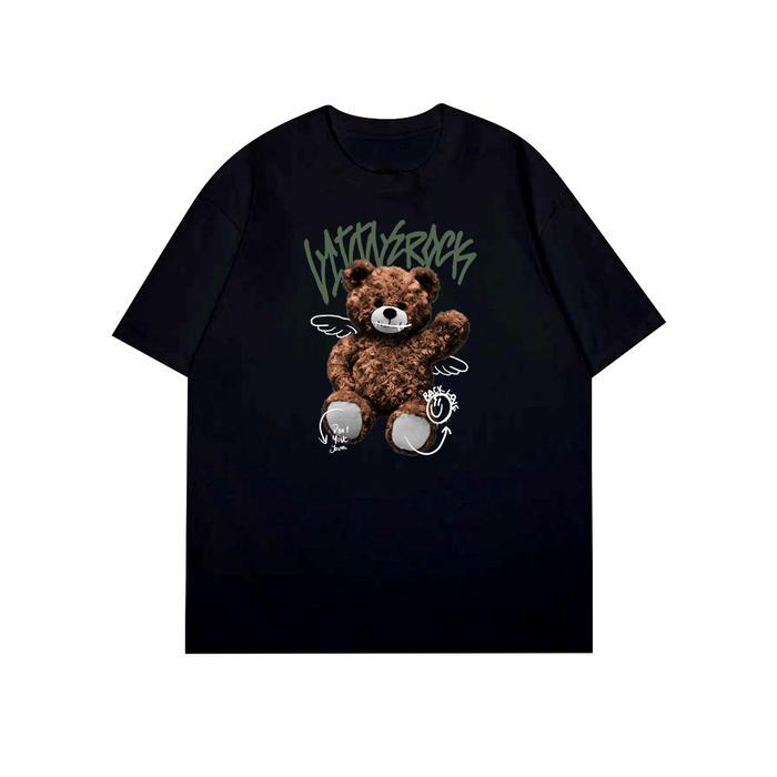 (COD) Littlerock Clothing Oversized T-Shirt  Back love Bear Black I Baju Kaos Hitam Oversize Thsirt 
